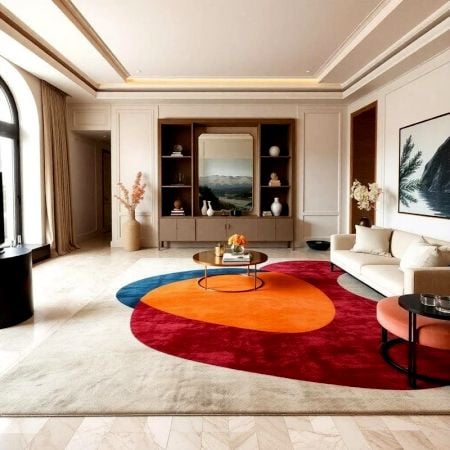 Handcrafted Abstract Color Block Luxury Living Room Rug